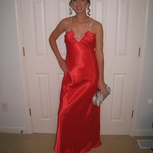 Red floor length gown